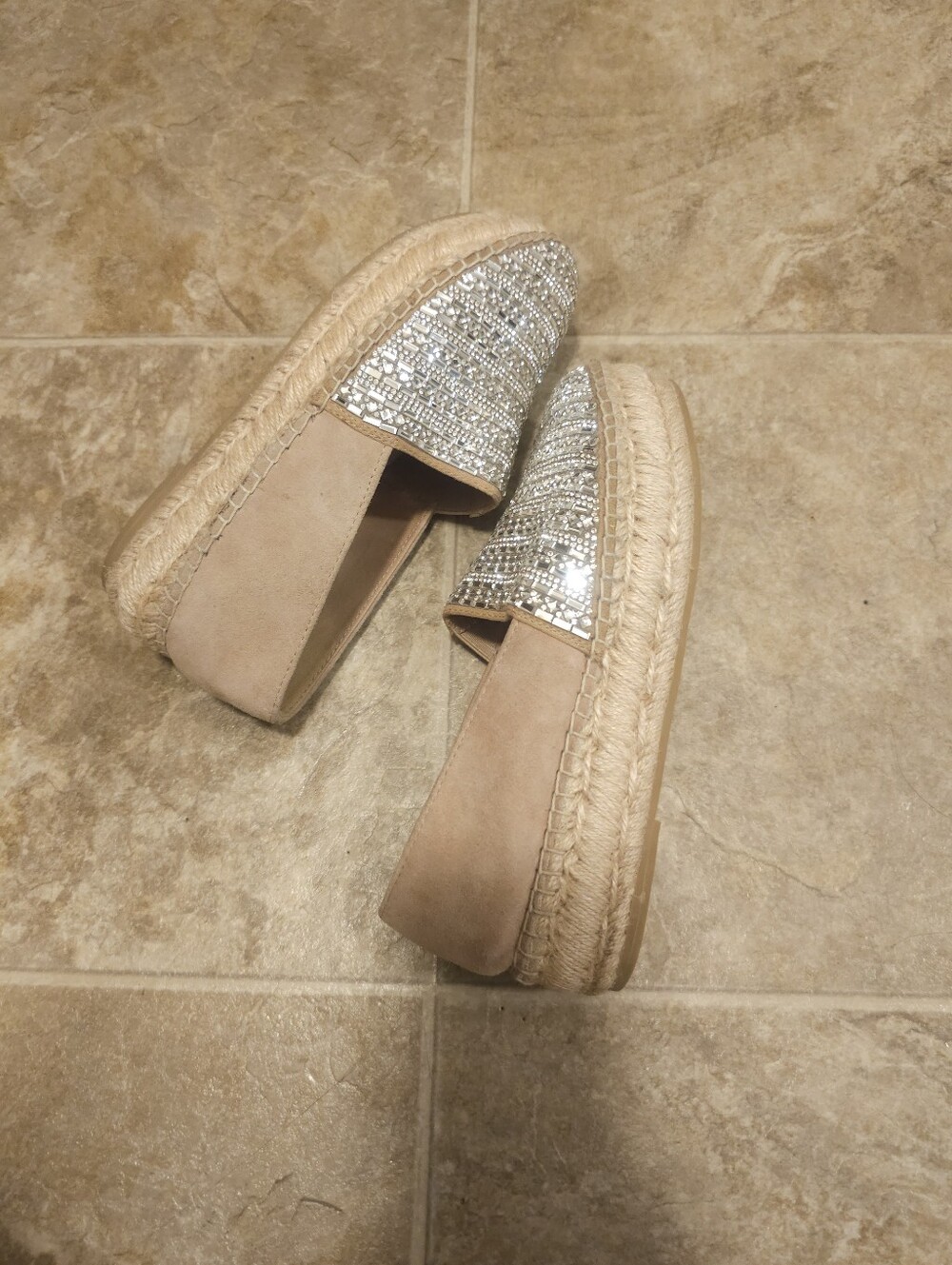 Steve Madden Silver Embellished Slip-On Espadrilles Size 7 - Picture 5 of 8